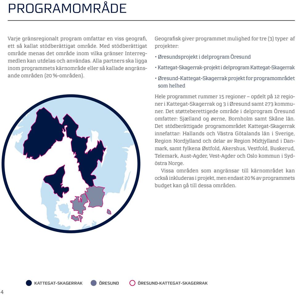 Alla partners ska ligga inom programmets kärnområde eller så kallade angränsande områden (20 %-områden).