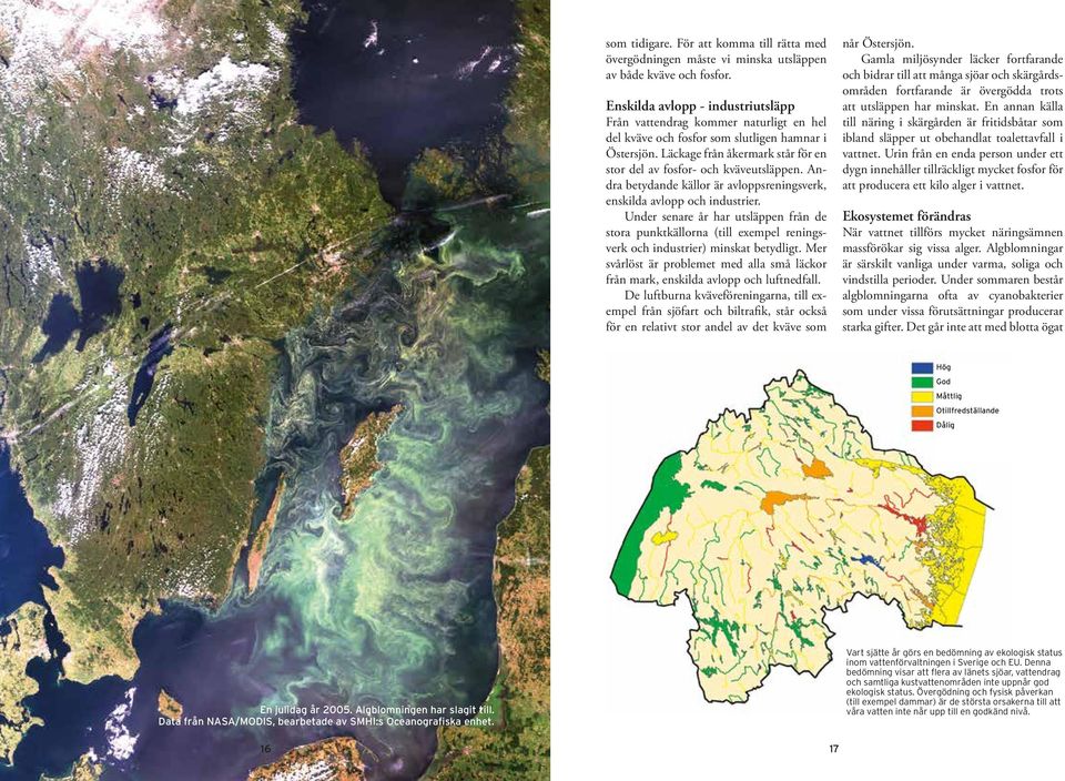 Läckage från åkermark står för en stor del av fosfor- och kväveutsläppen. Andra betydande källor är avloppsreningsverk, enskilda avlopp och industrier.