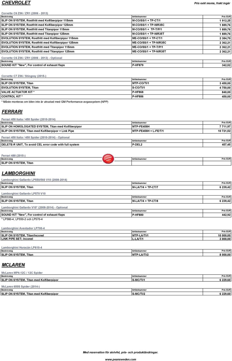 EVOLUTION SYSTEM, Rostfritt med Kolfiberpipor 115mm ME-CO/SS/1 + TP-CT/1 2 384,70 EVOLUTION SYSTEM, Rostfritt med Kolfiberpipor 125mm ME-CO/SS/1 + TP-NIR35C 2 362,21 EVOLUTION SYSTEM, Rostfritt med