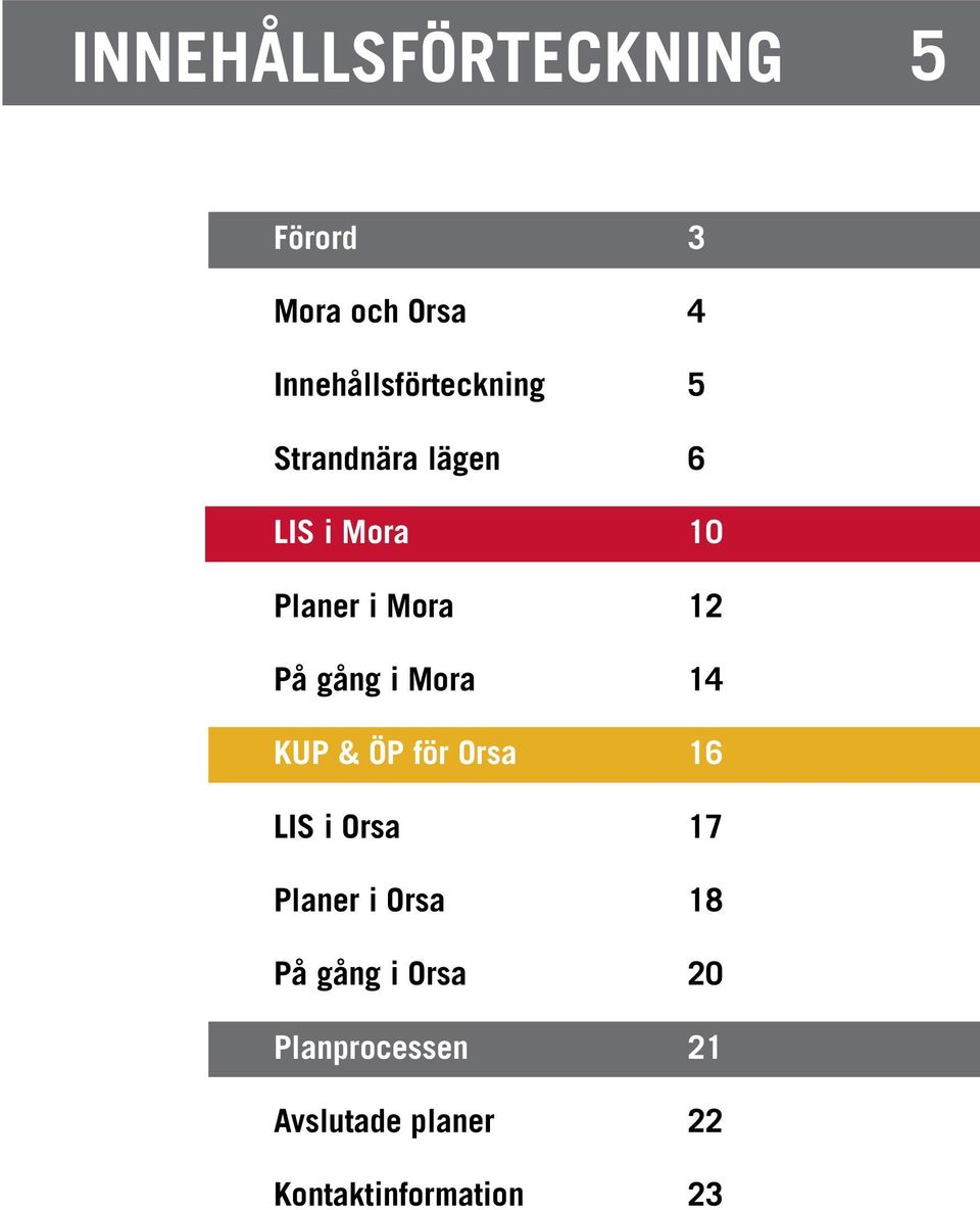 Mora 12 På gång i Mora 14 KUP & ÖP för Orsa 16 LIS i Orsa 17