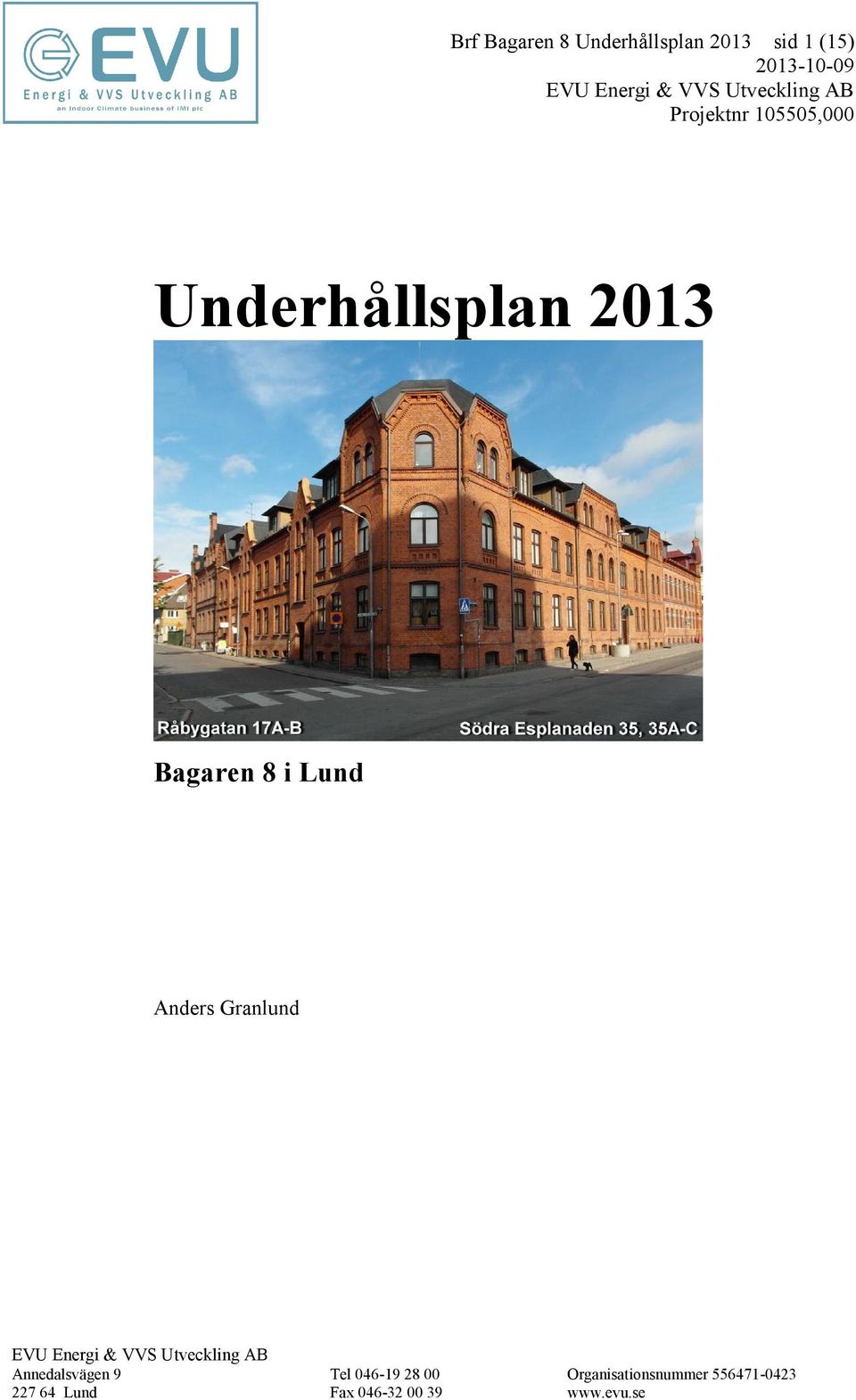 1 (15) Underhållsplan