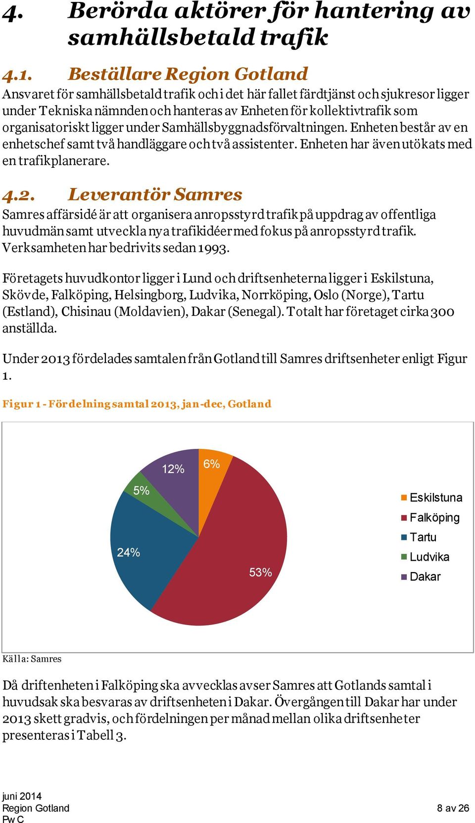 organisatoriskt ligger under Samhällsbyggnadsförvaltningen. Enheten består av en enhetschef samt två handläggare och två assistenter. Enheten har även utökats med en trafikplanerare. 4.2.