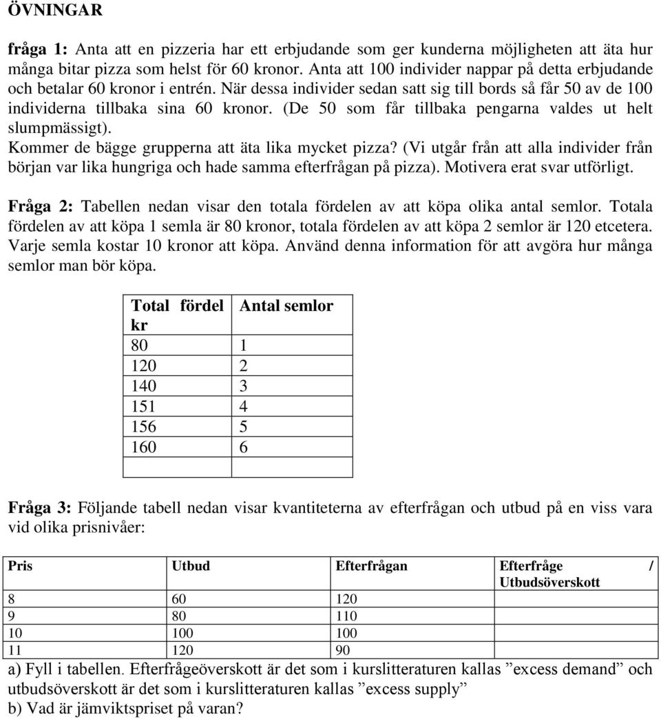 (De 50 som får tillbaka pengarna valdes ut helt slumpmässigt). Kommer de bägge grupperna att äta lika mycket pizza?