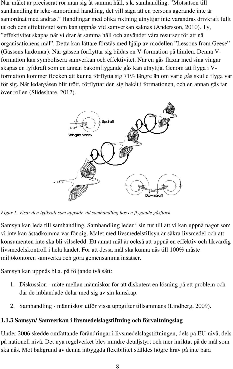 Ty, effektivitet skapas när vi drar åt samma håll och använder våra resurser för att nå organisationens mål. Detta kan lättare förstås med hjälp av modellen Lessons from Geese (Gässens lärdomar).