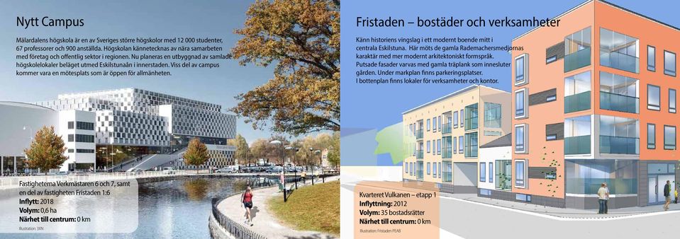 Viss del av campus kommer vara en mötesplats som är öppen för allmänheten. Fristaden bostäder och verksamheter Känn historiens vingslag i ett modernt boende mitt i centrala Eskilstuna.