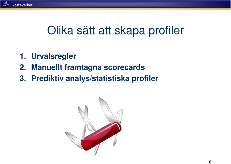 Manuellt framtagna scorecards