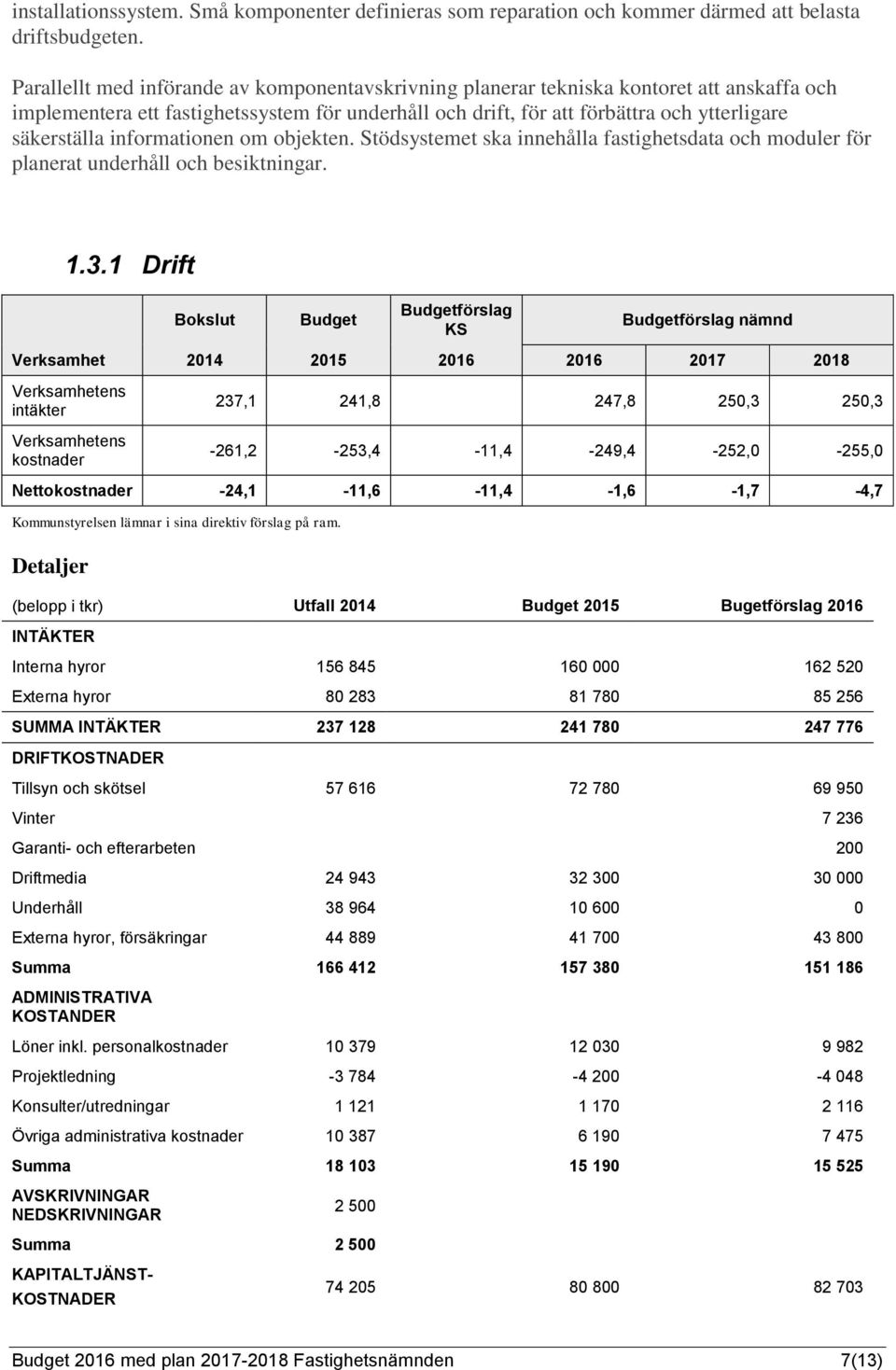 informationen om objekten. Stödsystemet ska innehålla fastighetsdata och moduler för planerat underhåll och besiktningar. 1.3.