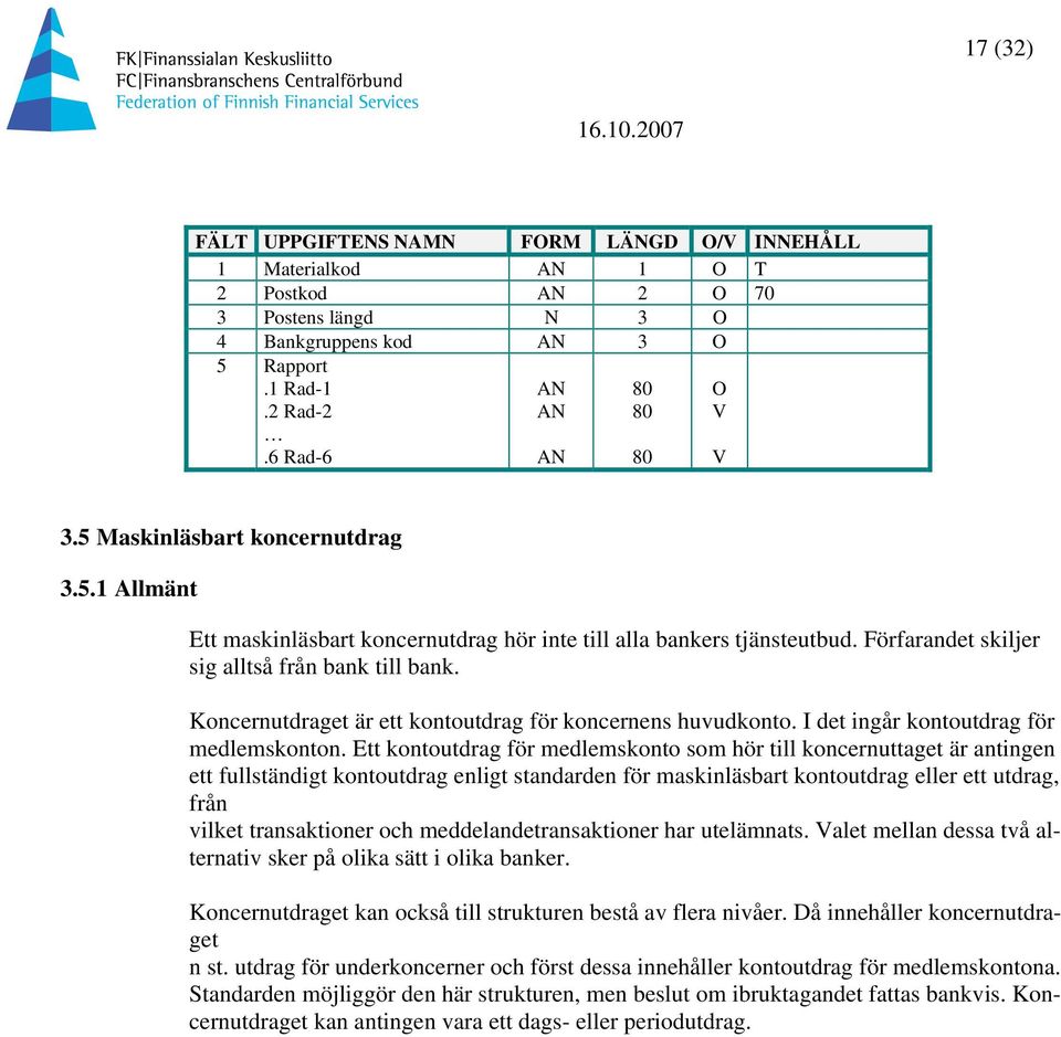 Koncernutdraget är ett kontoutdrag för koncernens huvudkonto. I det ingår kontoutdrag för medlemskonton.