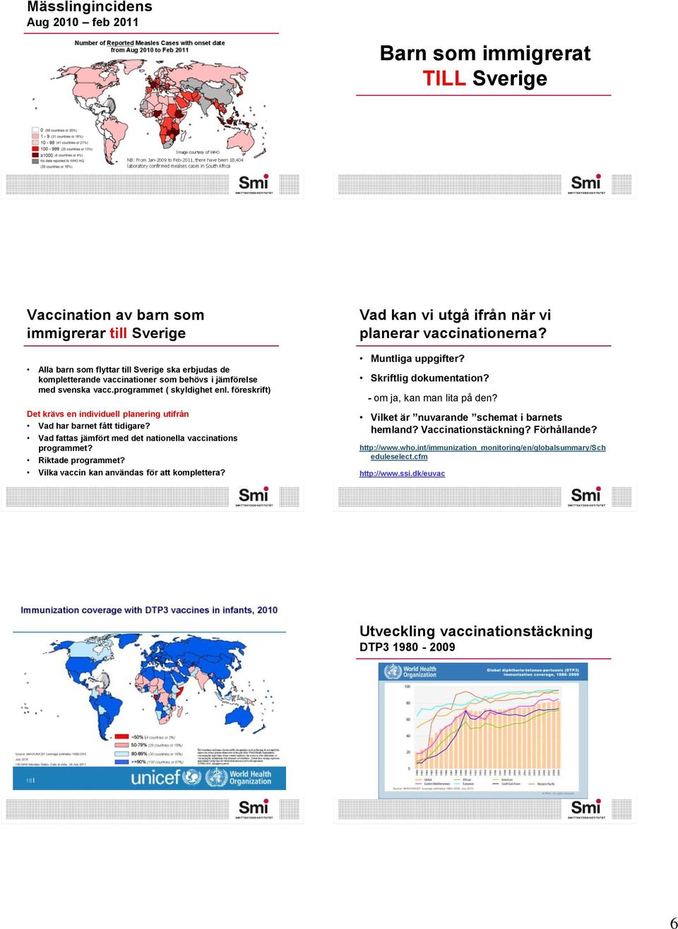 Vad fattas jämfört med det nationella vaccinations programmet? Riktade programmet? Vilka vaccin kan användas för att komplettera? Vad kan vi utgå ifrån när vi planerar vaccinationerna?