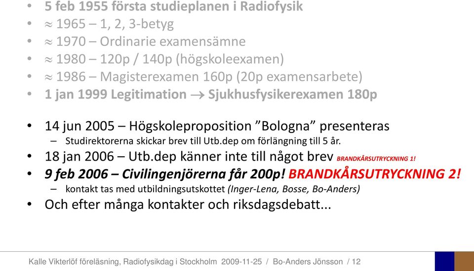 18 jan 2006 Utb.dep känner inte till något brev BRANDKÅRSUTRYCKNING 1! 9 feb 2006 Civilingenjörerna får 200p! BRANDKÅRSUTRYCKNING 2!