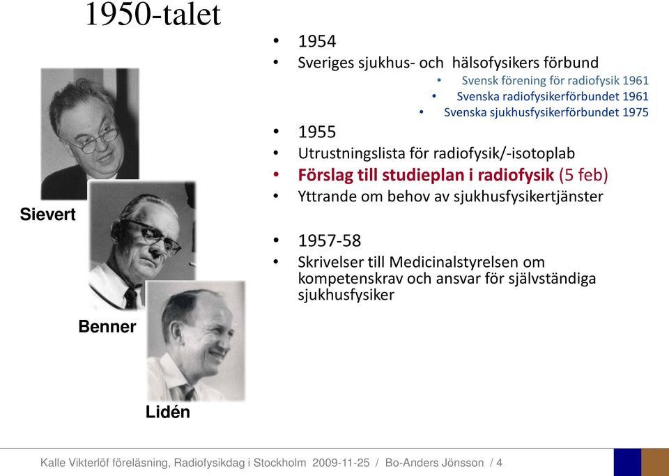 studieplan i radiofysik (5 feb) Yttrande om behov av sjukhusfysikertjänster 1957-58 Skrivelser till Medicinalstyrelsen om