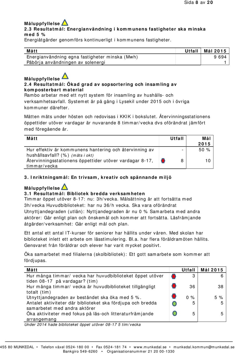 4 Resultatmål: Ökad grad av sopsortering och insamling av komposterbart material Rambo arbetar med ett nytt system för insamling av hushålls- och verksamhetsavfall.