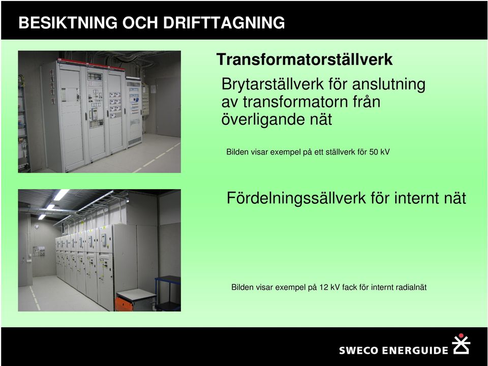 på ett ställverk för 50 kv Fördelningssällverk för internt