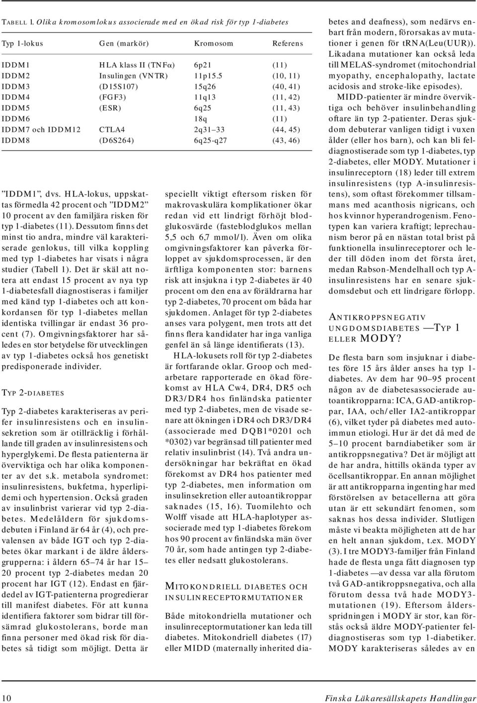 HLA-lokus, uppskattas förmedla 42 procent och IDDM2 10 procent av den familjära risken för typ 1-diabetes (11).