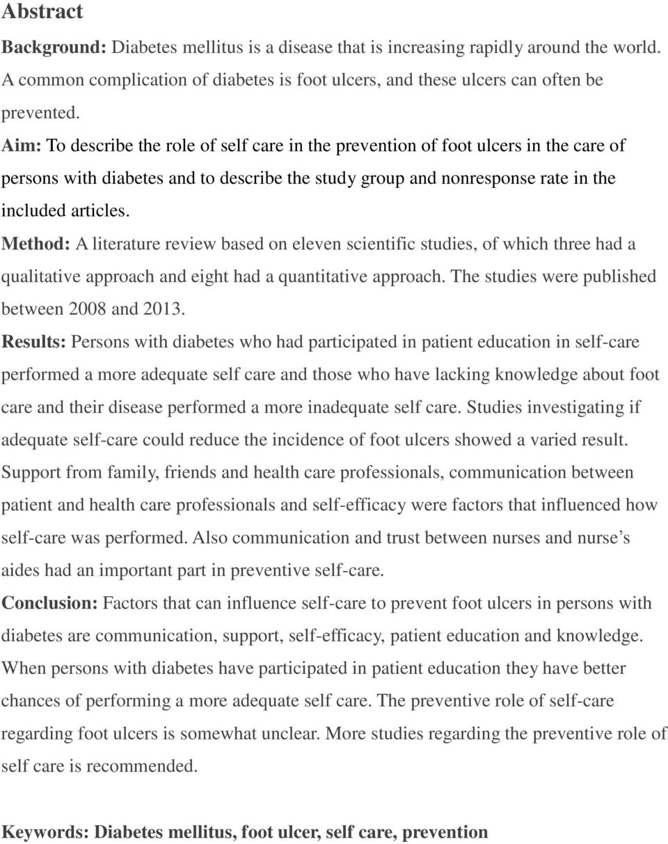 Method: A literature review based on eleven scientific studies, of which three had a qualitative approach and eight had a quantitative approach. The studies were published between 2008 and 2013.