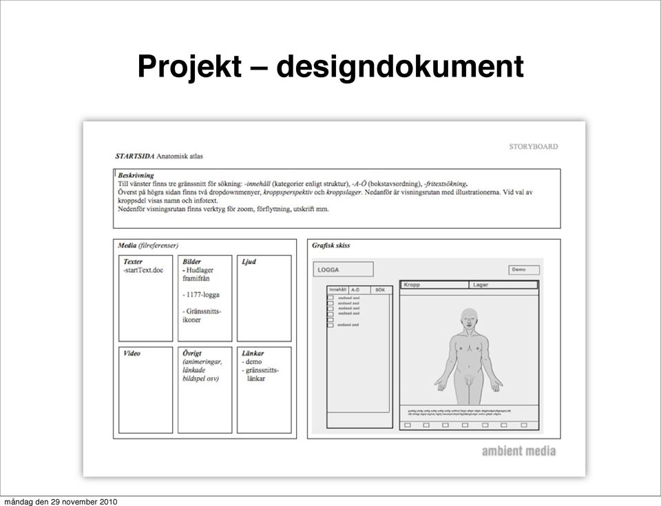 Visuellt styrdokument för grafisk form, färger, typografi, interaktionsdesign och koreografik.