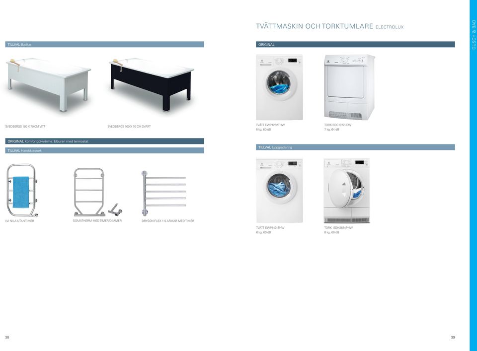 Elburen med termostat Handdukstork Uppgradering LVI NILA UTAN TIMER SOMATHERM MED TIMER/DIMMER