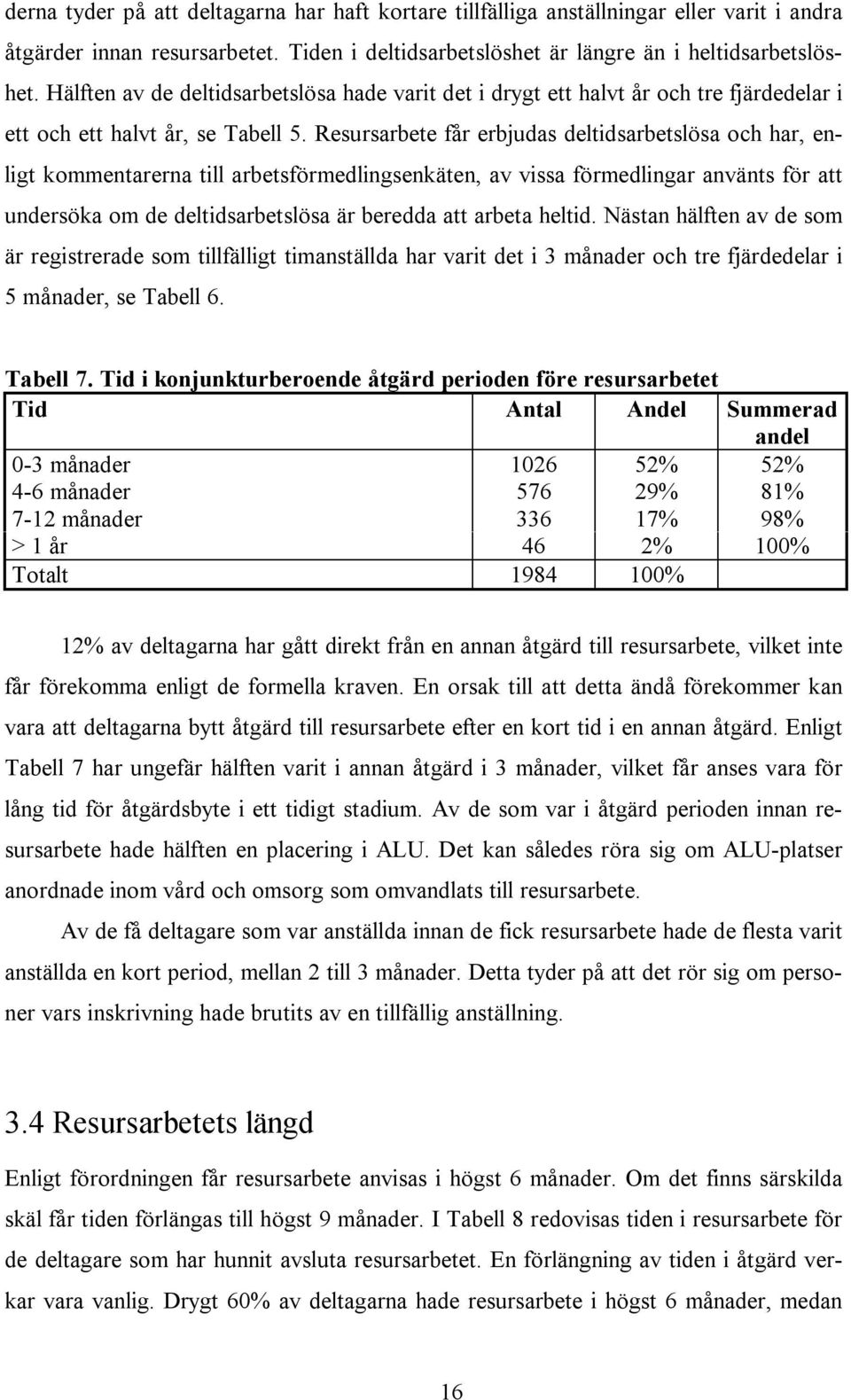 Resursarbete får erbjudas deltidsarbetslösa och har, enligt kommentarerna till arbetsförmedlingsenkäten, av vissa förmedlingar använts för att undersöka om de deltidsarbetslösa är beredda att arbeta