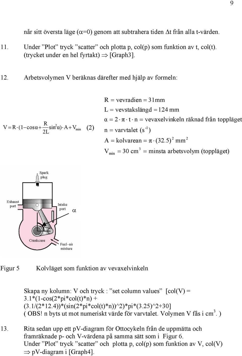 varvtalet (s A = kolvarean = π (32.