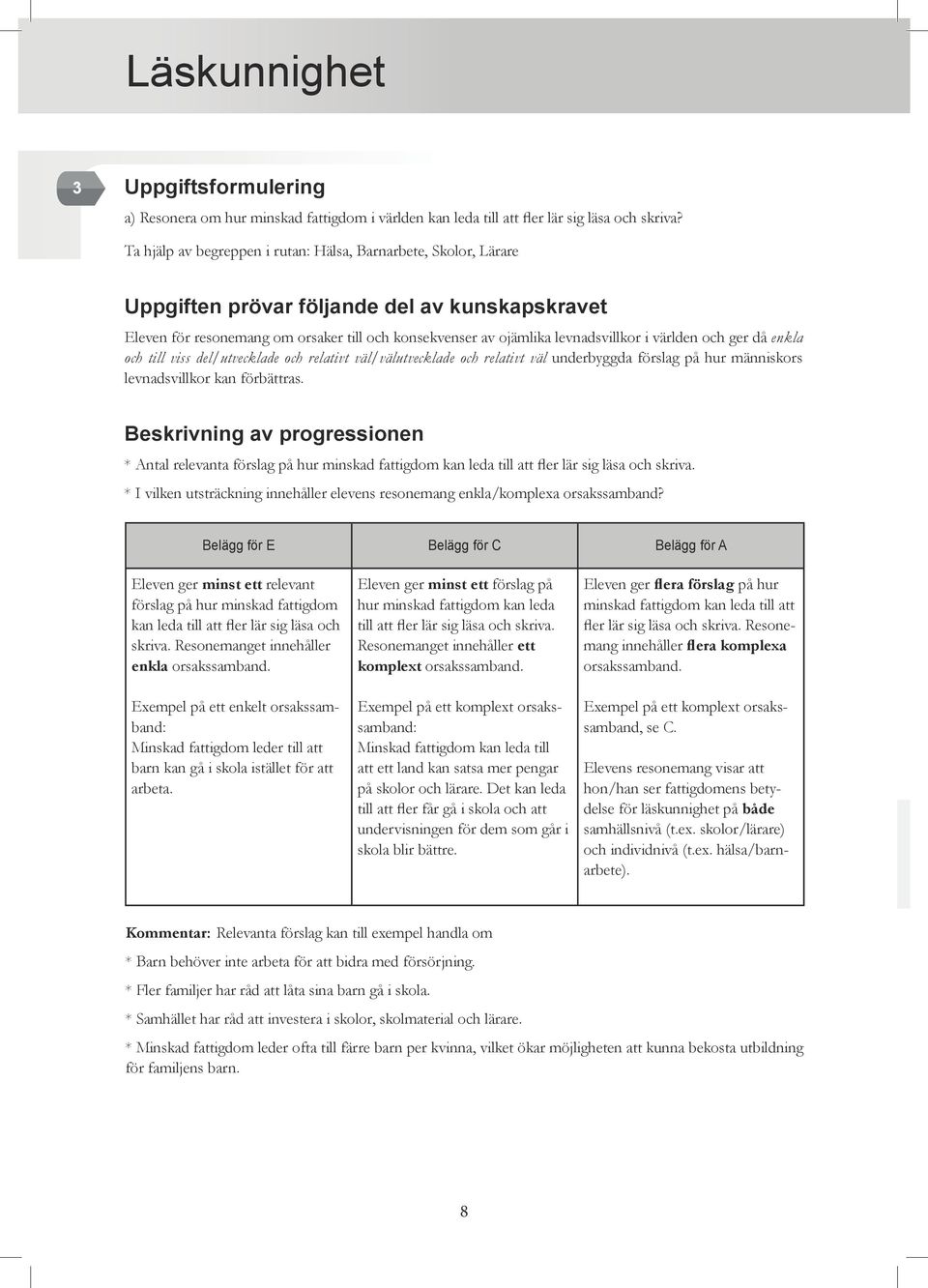 del/utvecklade och relativt väl/välutvecklade och relativt väl underbyggda förslag på hur människors levnadsvillkor kan förbättras.