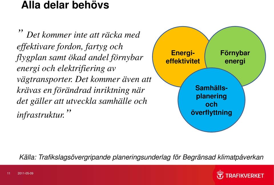 Det kommer även att krävas en förändrad inriktning när det gäller att utveckla samhälle och infrastruktur.