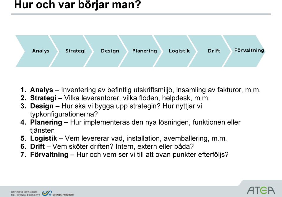 Hur nyttjar vi typkonfigurationerna? 4. Planering Hur implementeras den nya lösningen, funktionen eller tjänsten 5.