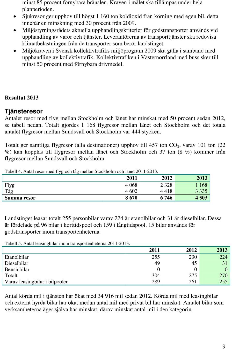 Leverantörerna av transporttjänster ska redovisa klimatbelastningen från de transporter som berör landstinget Miljökraven i Svensk kollektivtrafiks miljöprogram 2009 ska gälla i samband med