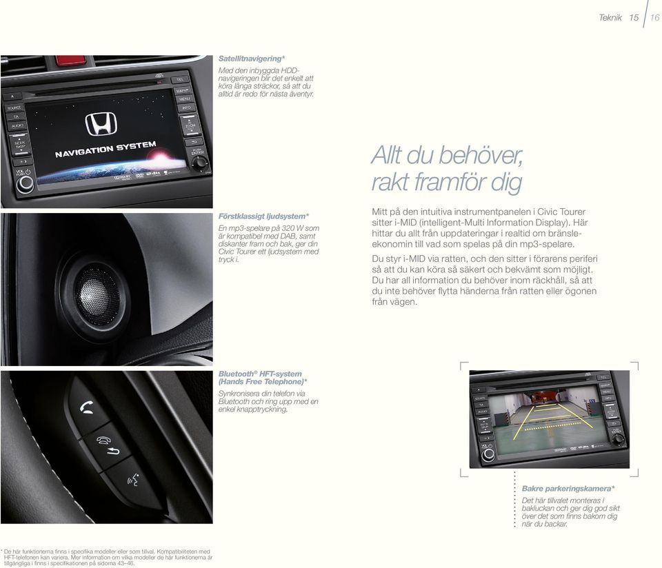 Mitt på den intuitiva instrumentpanelen i Civic Tourer sitter i-mid (intelligent-multi Information Display).