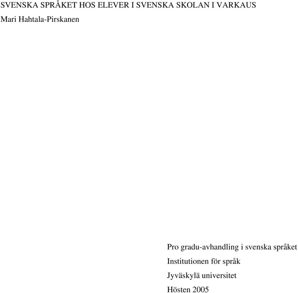 gradu-avhandling i svenska språket