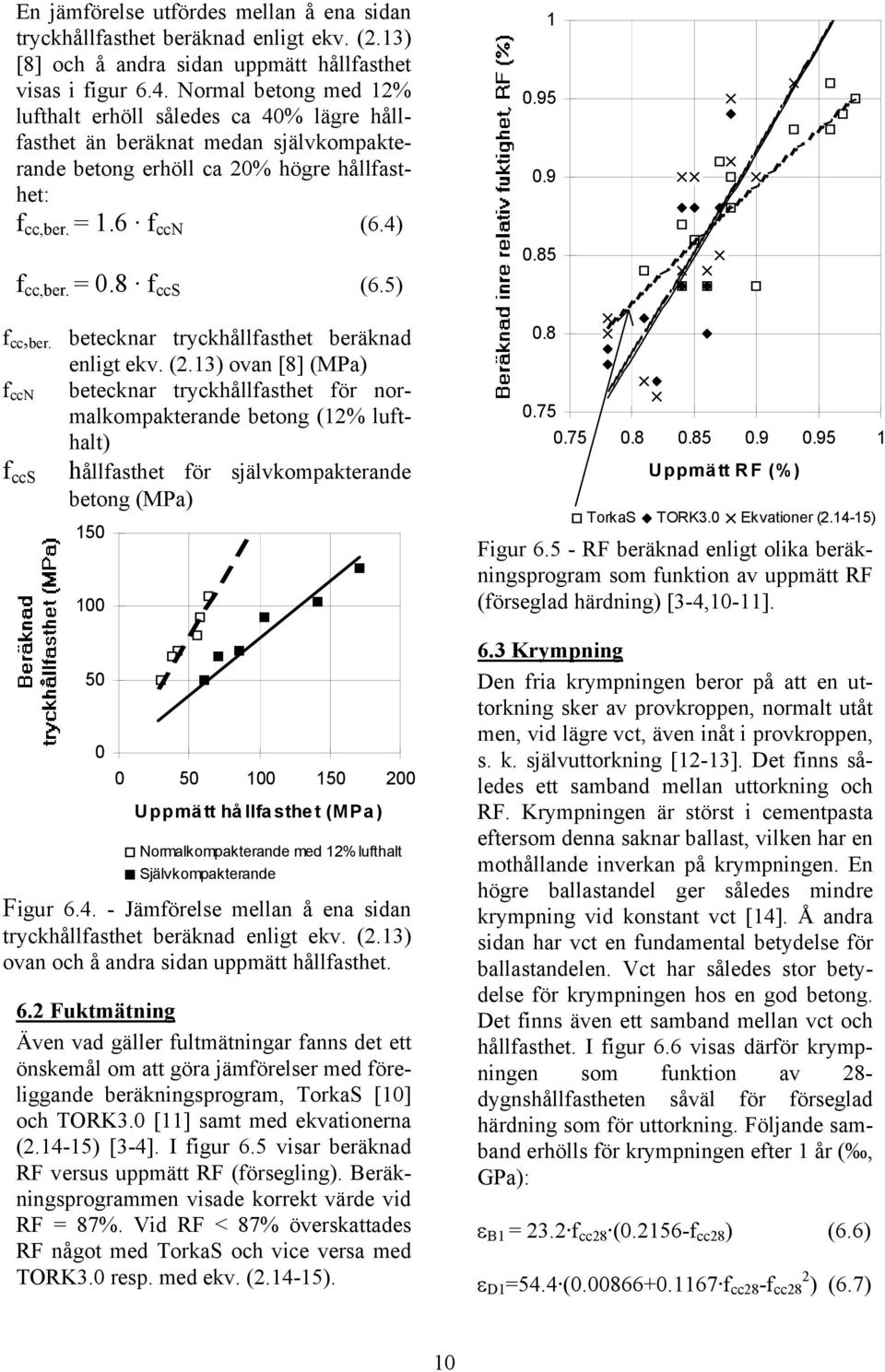 5) f cc, ber. betecknar tryckhållfasthet beräknad enligt ekv. (2.