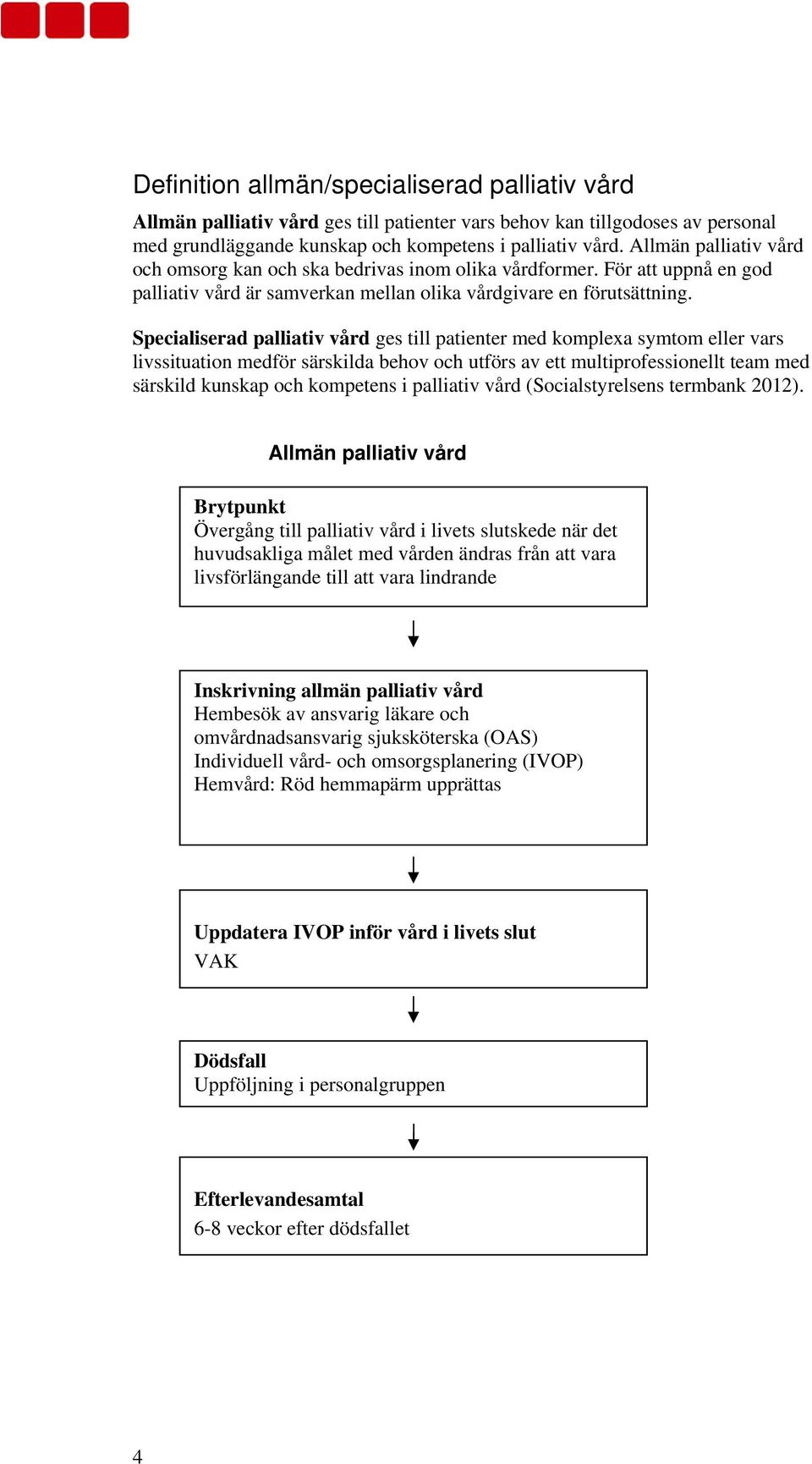 Specialiserad palliativ vård ges till patienter med komplexa symtom eller vars livssituation medför särskilda behov och utförs av ett multiprofessionellt team med särskild kunskap och kompetens i