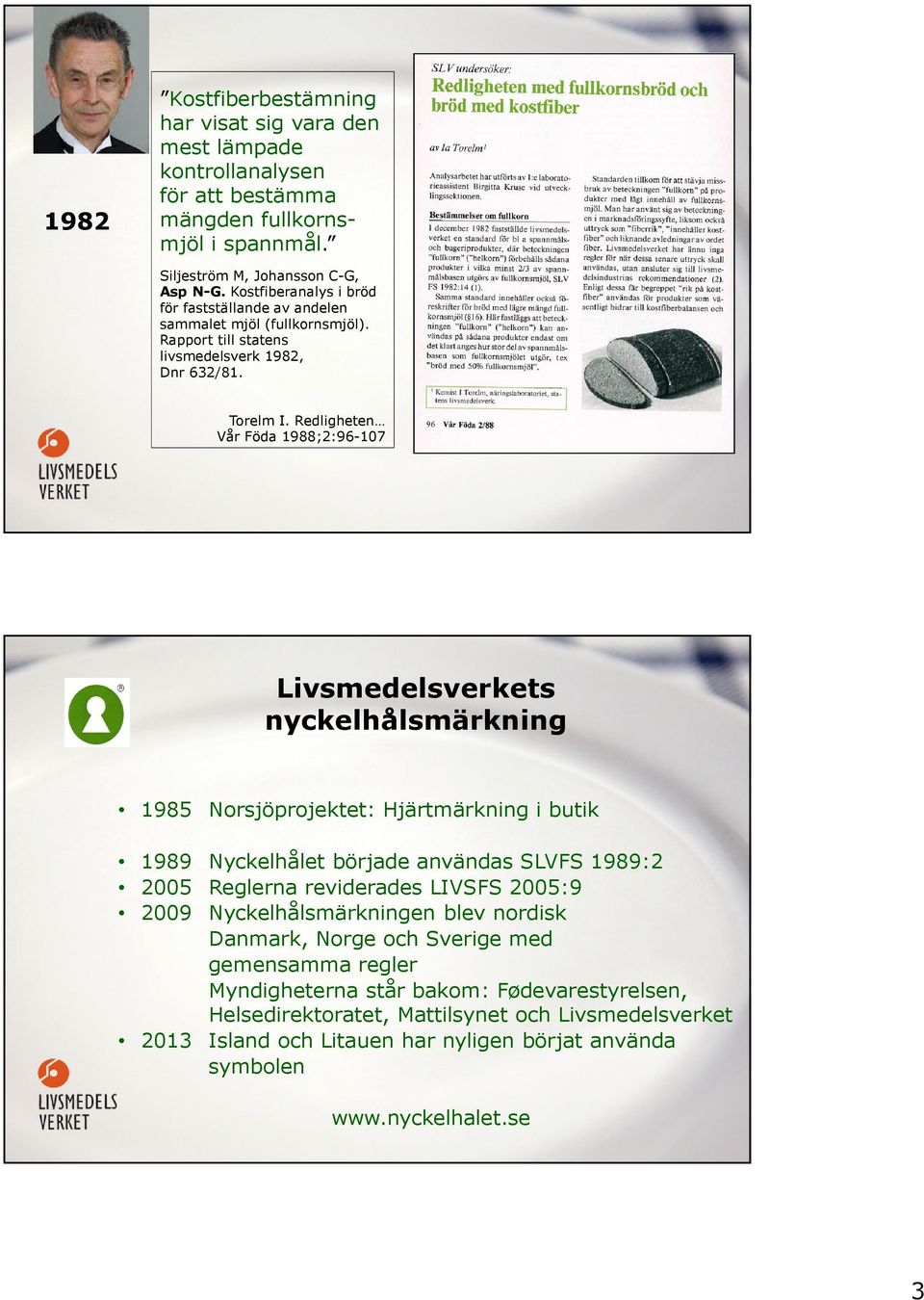 Redligheten Vår Föda 1988;2:96-107 Livsmedelsverkets nyckelhålsmärkning 1985 Norsjöprojektet: Hjärtmärkning i butik 1989 Nyckelhålet började användas SLVFS 1989:2 2005 Reglerna reviderades LIVSFS