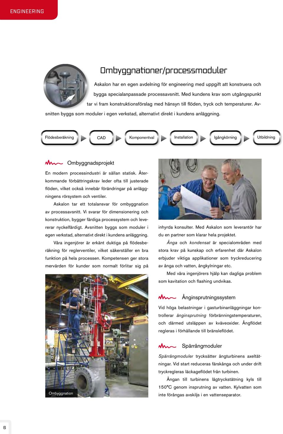 Flödesberäkning CAD Komponentval Installation Igångkörning Utbildning Ombyggnadsprojekt En modern processindustri är sällan statisk.