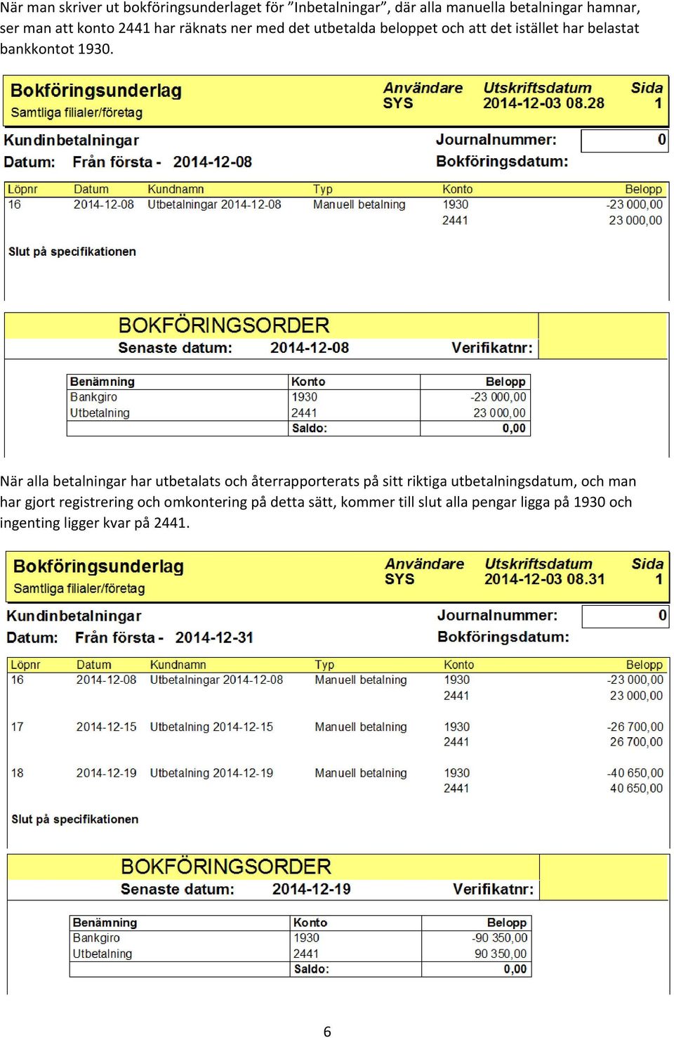 När alla betalningar har utbetalats och återrapporterats på sitt riktiga utbetalningsdatum, och man har gjort