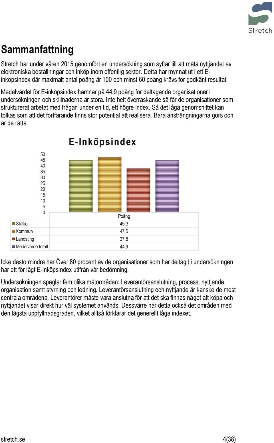 Medelvärdet för E-inköpsindex hamnar på 44,9 poäng för deltagande organisationer i undersökningen och skillnaderna är stora.