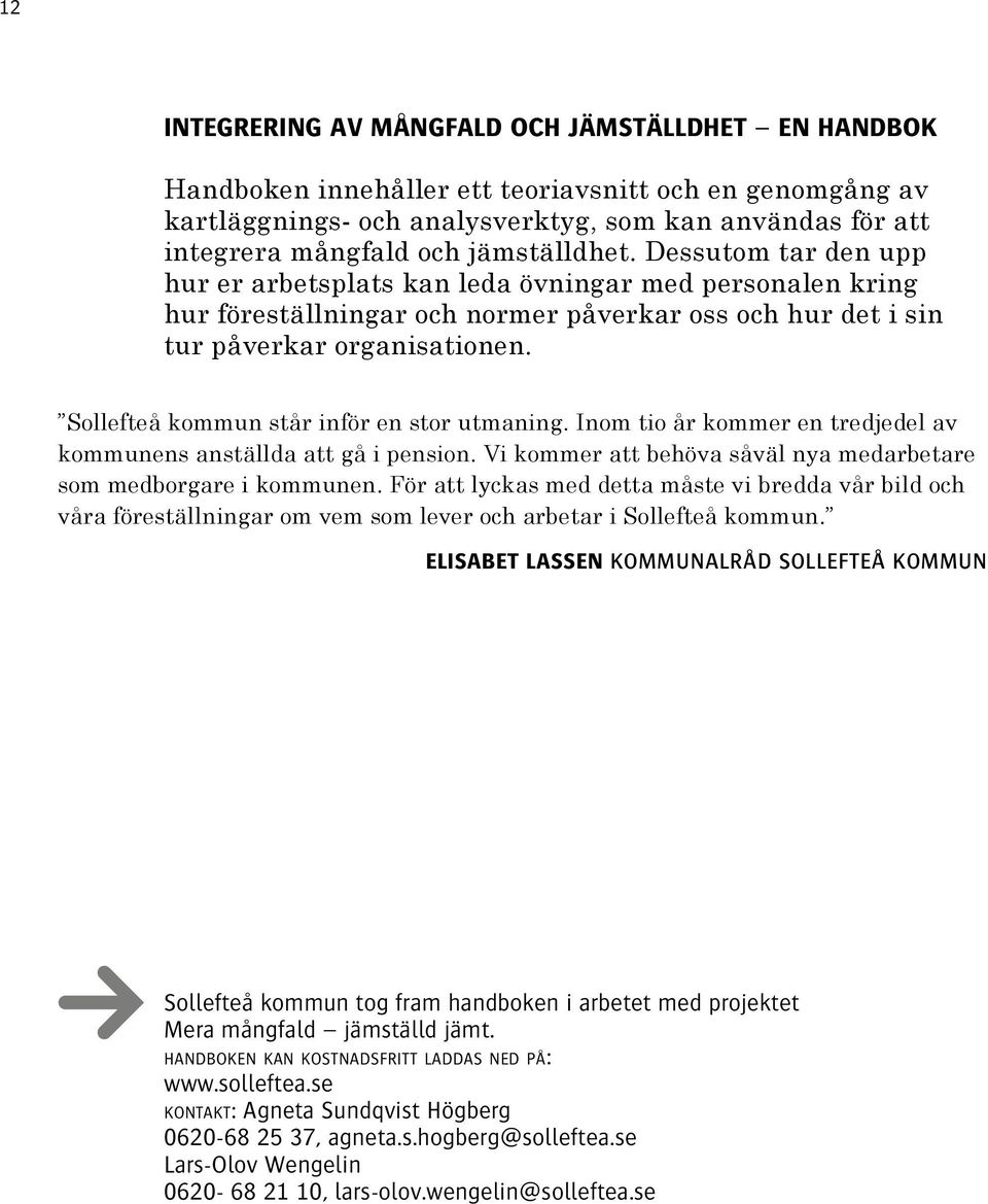 Sollefteå kommun står inför en stor utmaning. Inom tio år kommer en tredjedel av kommunens anställda att gå i pension. Vi kommer att behöva såväl nya medarbetare som medborgare i kommunen.