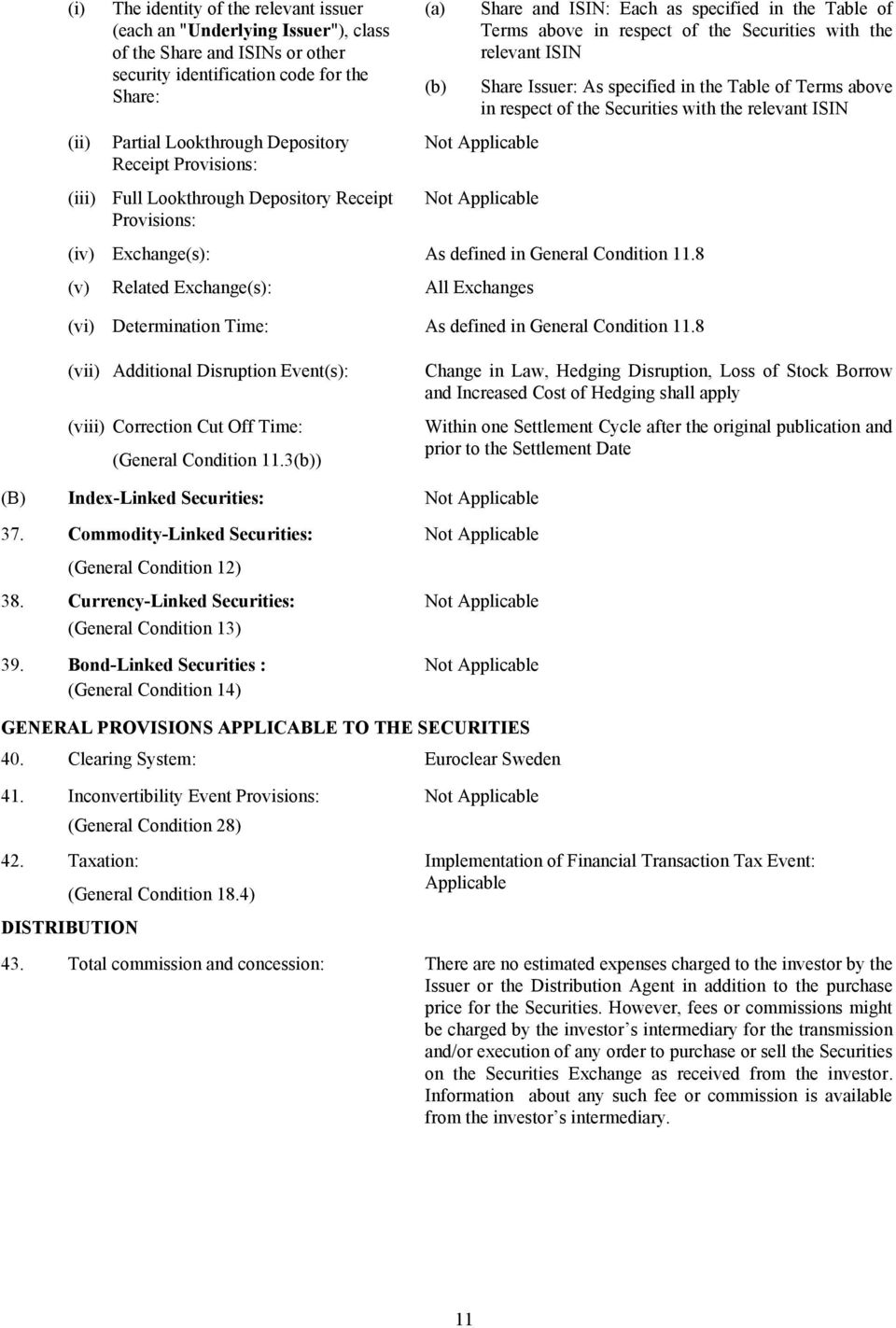 Partial Lookthrough Depository Receipt Provisions: Full Lookthrough Depository Receipt Provisions: Not Applicable Not Applicable (iv) Exchange(s): As defined in General Condition 11.