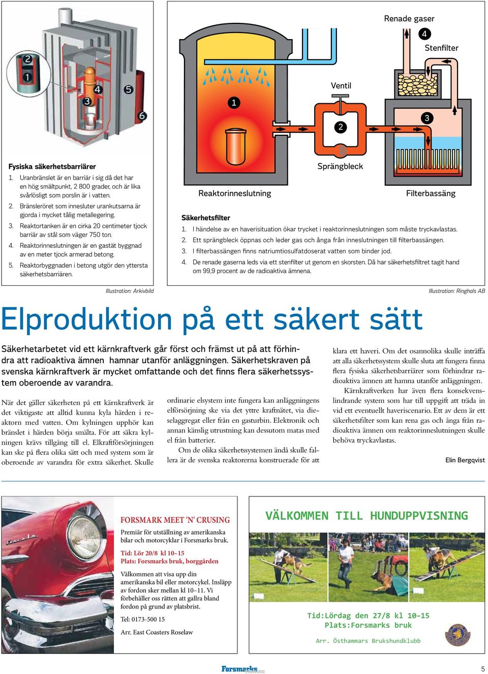 Reaktorbyggnaden i betong utgör den yttersta säkerhetsbarriären. Illustration: Arkivbild Reaktorinneslutning Sprängbleck Filterbassäng Säkerhetsfilter 1.