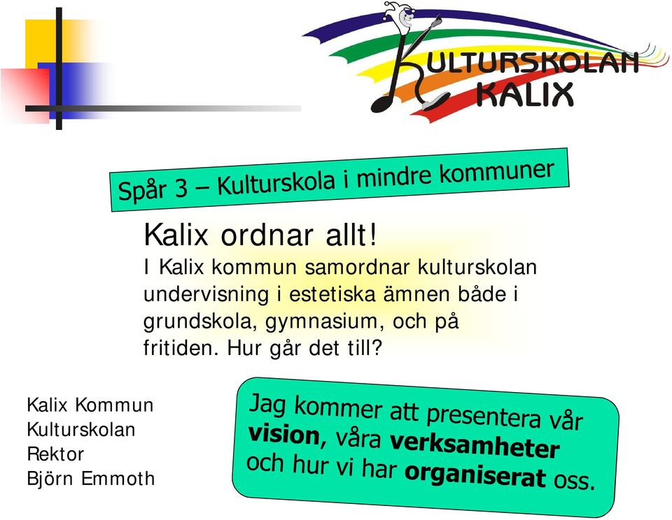 I Kalix kommun samordnar kulturskolan