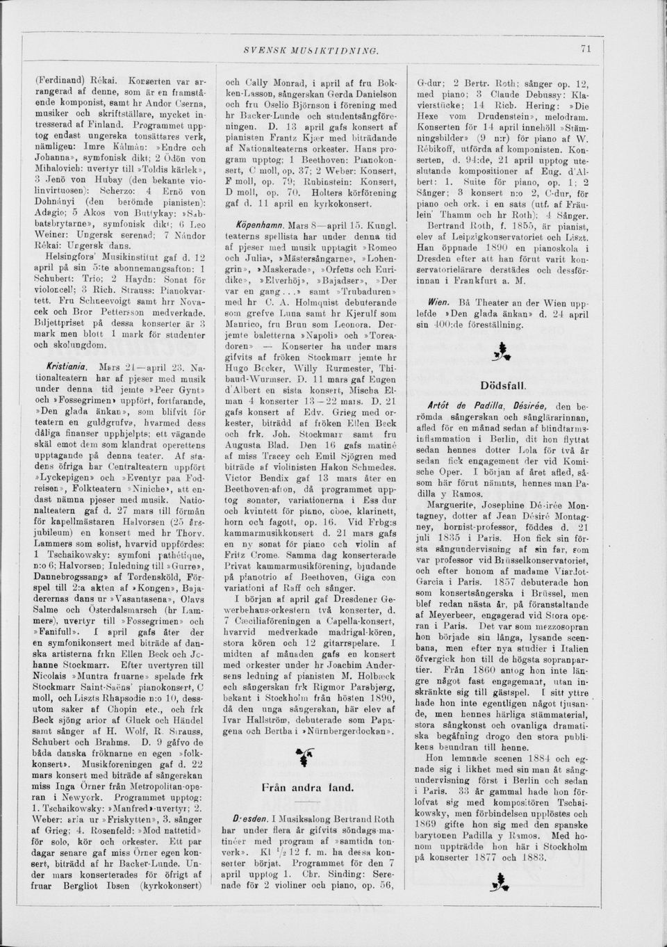 linvirtuosen): Scherzo: 4 Ernö von Dohmlnyi (den berömde pianisten): Adagio; 5 Akos von Buttykay:»Sabbatsbrytarne», symfonisk dik< ; (5 L eo Weiner: Ungersk serenad; 7 Nândor Rékai: Ungersk dans.