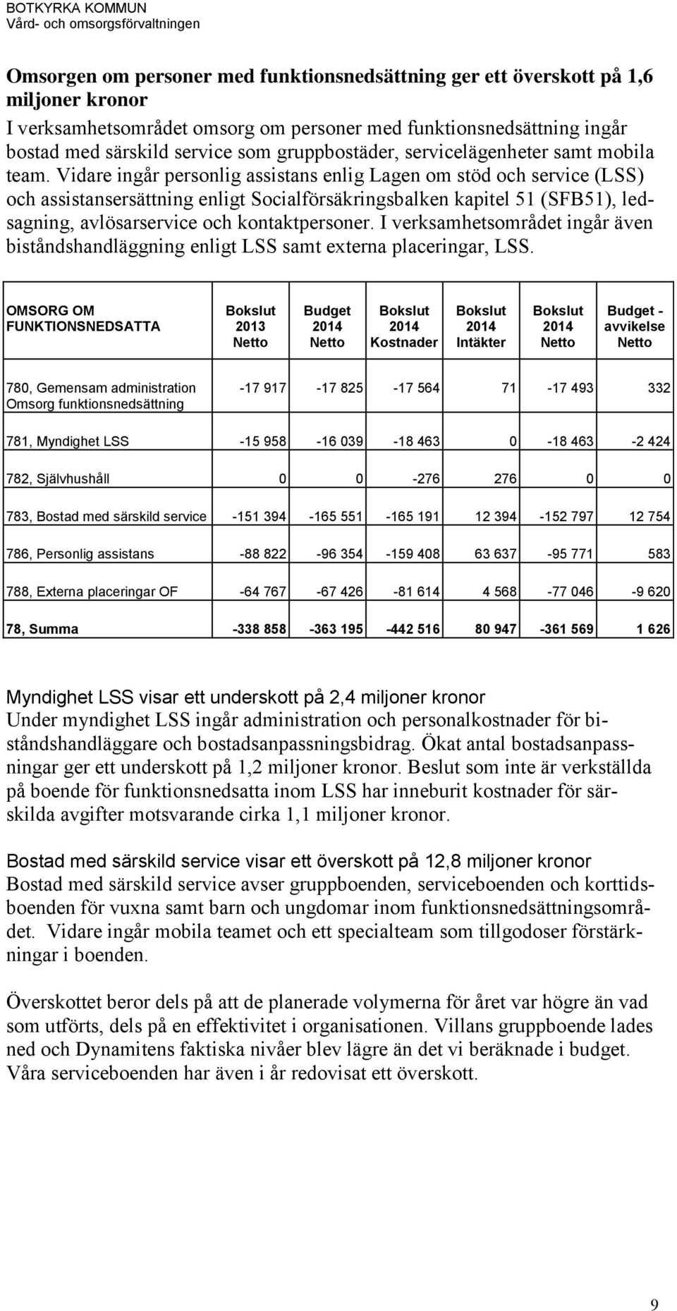 Vidare ingår personlig assistans enlig Lagen om stöd och service (LSS) och assistansersättning enligt Socialförsäkringsbalken kapitel 51 (SFB51), ledsagning, avlösarservice och kontaktpersoner.