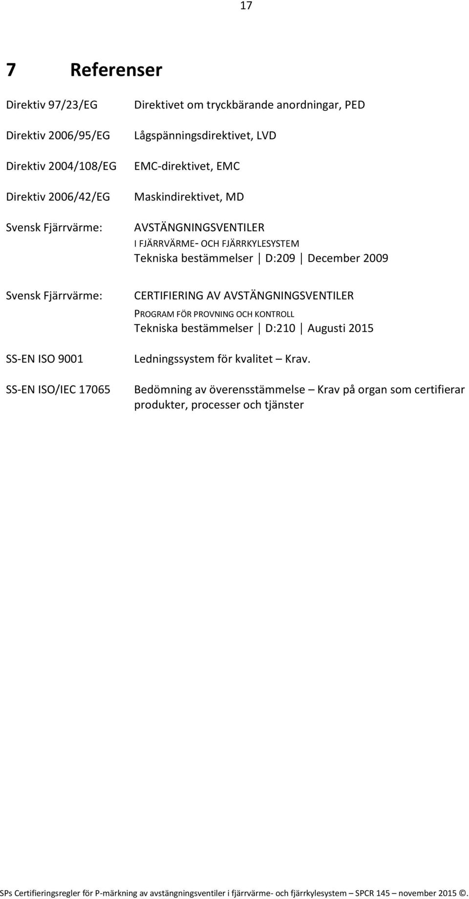 D:209 December 2009 Svensk Fjärrvärme: CERTIFIERING AV AVSTÄNGNINGSVENTILER PROGRAM FÖR PROVNING OCH KONTROLL Tekniska bestämmelser D:210 Augusti 2015