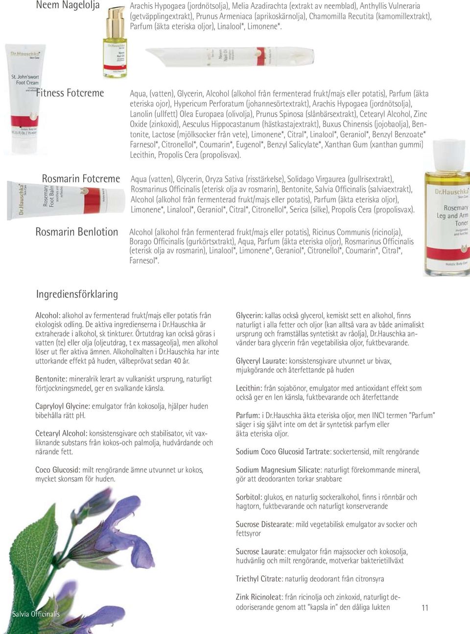 Fitness Fotcreme Rosmarin Fotcreme Aqua, (vatten), Glycerin, Alcohol (alkohol från fermenterad frukt/majs eller potatis), Parfum (äkta eteriska ojor), Hypericum Perforatum (johannesörtextrakt),