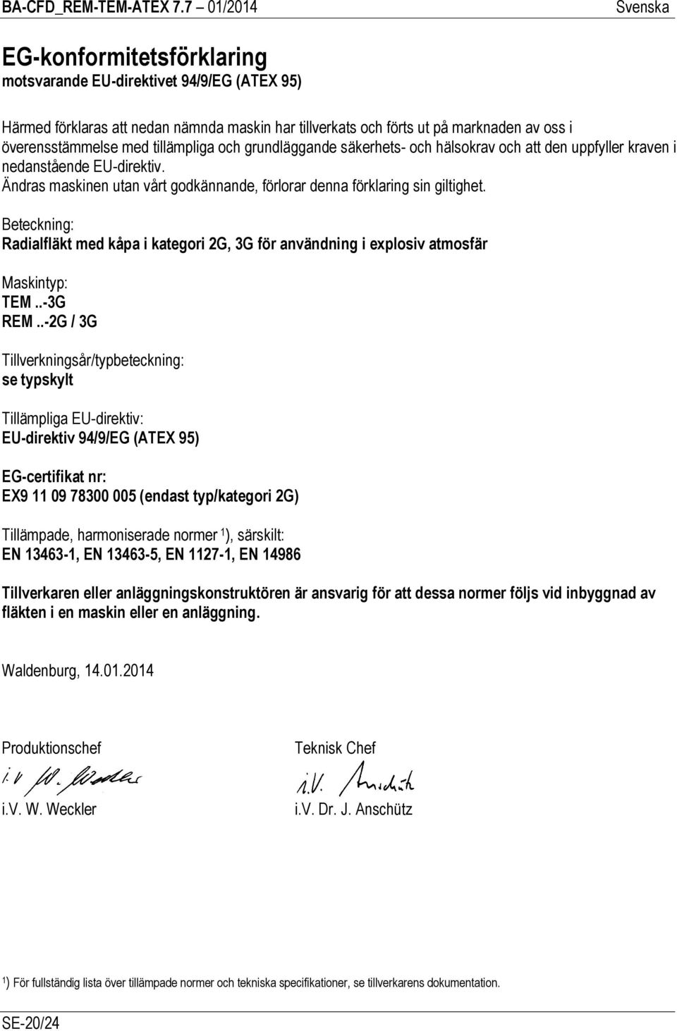 Beteckning: Radialfläkt med kåpa i kategori 2G, 3G för användning i explosiv atmosfär Maskintyp: TEM..-3G REM.