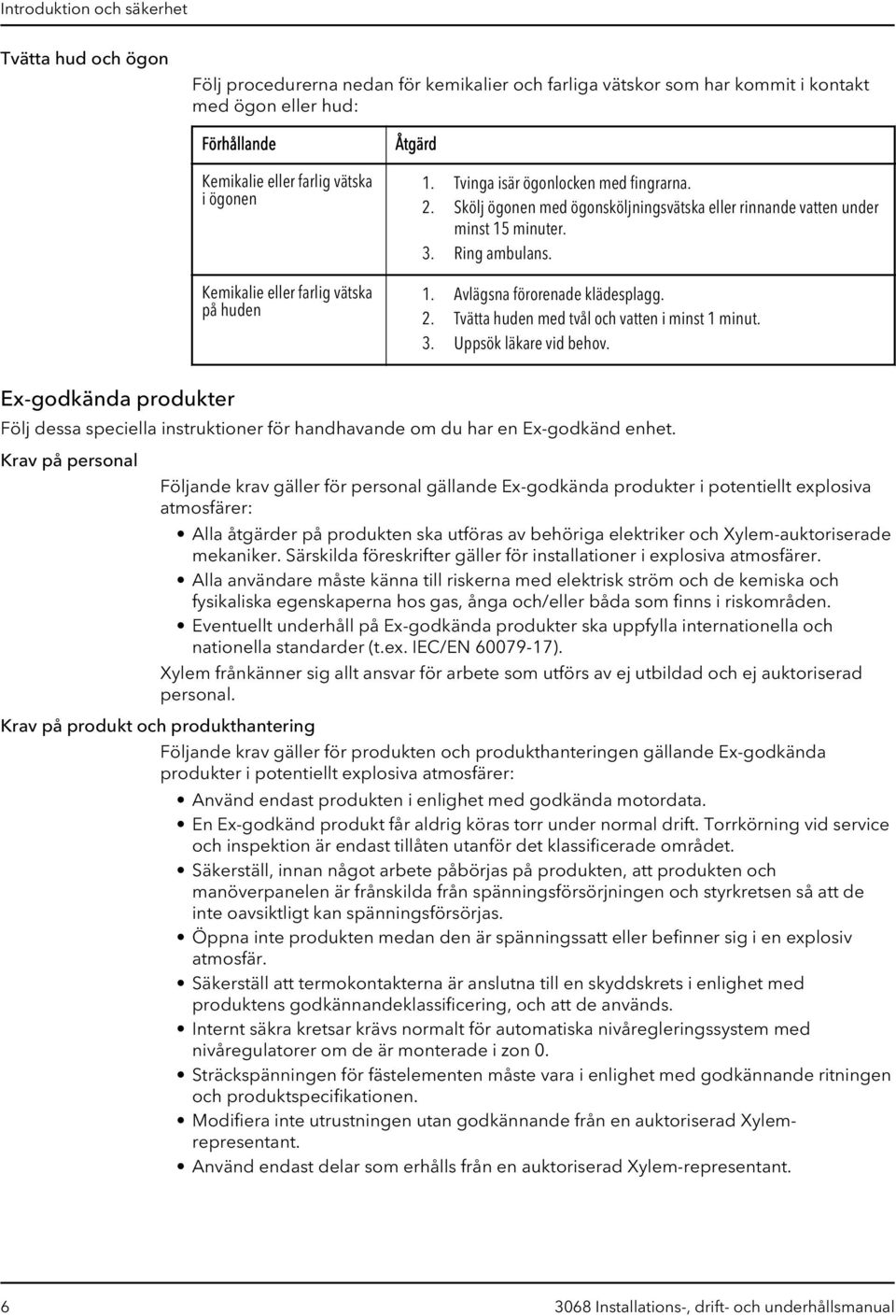 1. Avlägsna förorenade klädesplagg. 2. Tvätta huden med tvål och vatten i minst 1 minut. 3. Uppsök läkare vid behov.