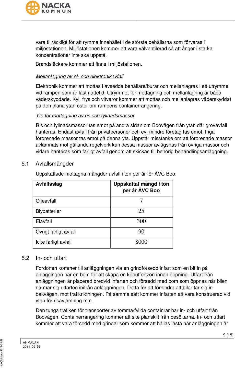 Mellanlagring av el- och elektronikavfall Elektronik kommer att mottas i avsedda behållare/burar och mellanlagras i ett utrymme vid rampen som är låst nattetid.