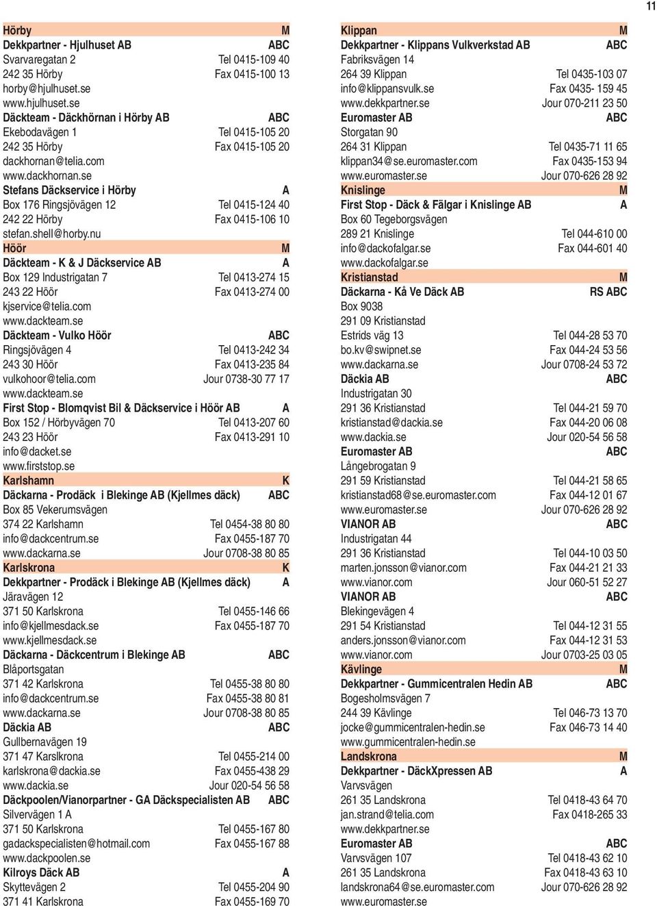 telia.com www.dackhornan.se Stefans Däckservice i Hörby Box 176 Ringsjövägen 12 Tel 0415-124 40 242 22 Hörby Fax 0415-106 10 stefan.shell@horby.