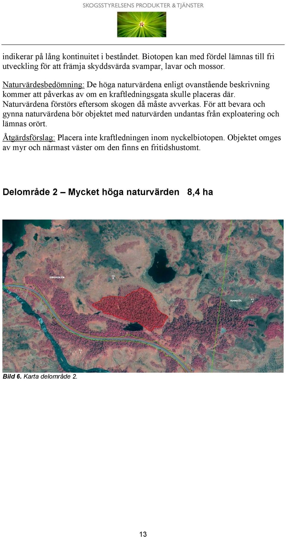 Naturvärdena förstörs eftersom skogen då måste avverkas. För att bevara och gynna naturvärdena bör objektet med naturvärden undantas från exploatering och lämnas orört.