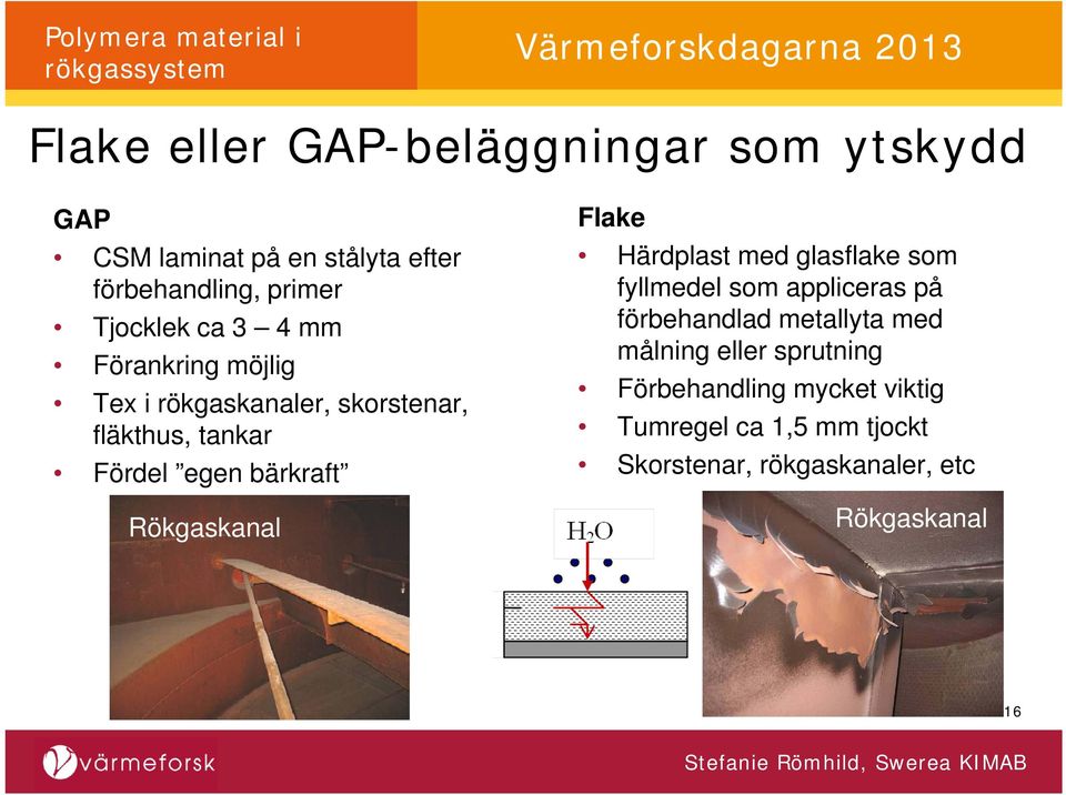 Rökgaskanal Flake Härdplast med glasflake som fyllmedel som appliceras på förbehandlad metallyta med