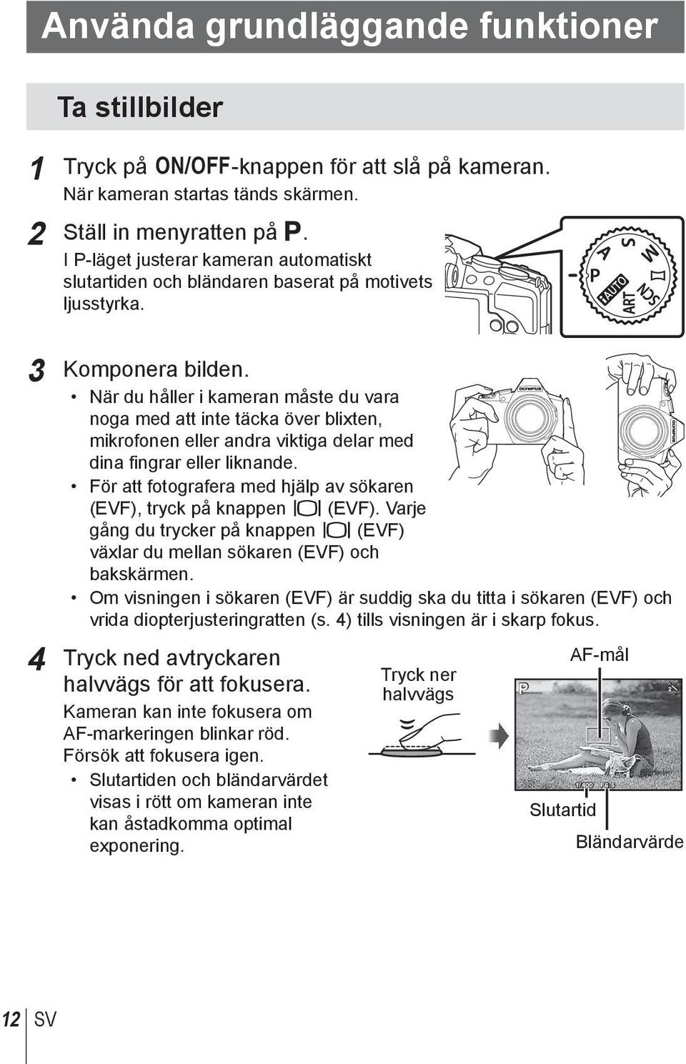 När du håller i kameran måste du vara noga med att inte täcka över blixten, mikrofonen eller andra viktiga delar med dina fingrar eller liknande.